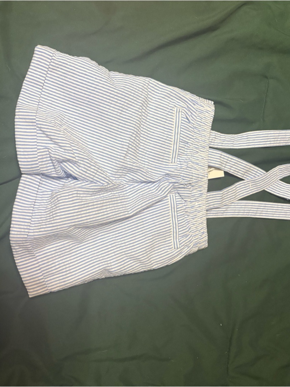 Striped Blue & White Kids Shorts with Suspenders